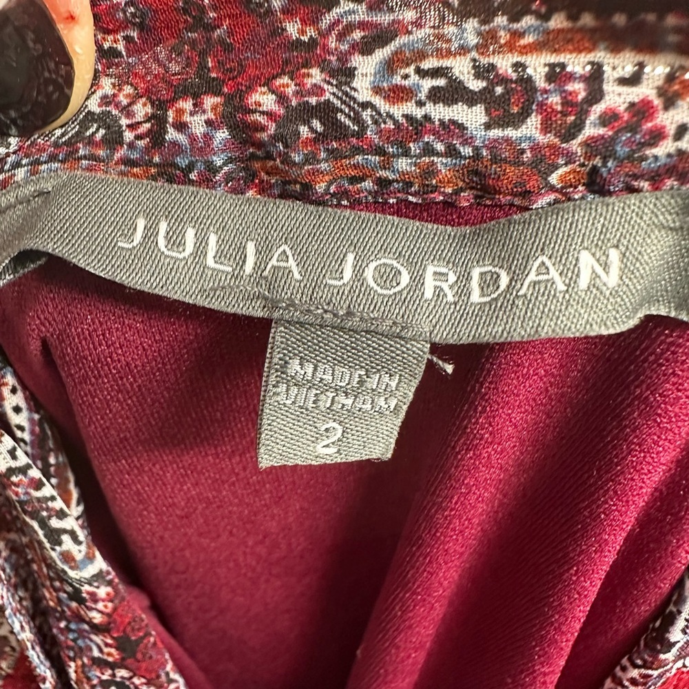 Julia Jordan maroon design ruffle dress size 2 nwt - Picture 10 of 11